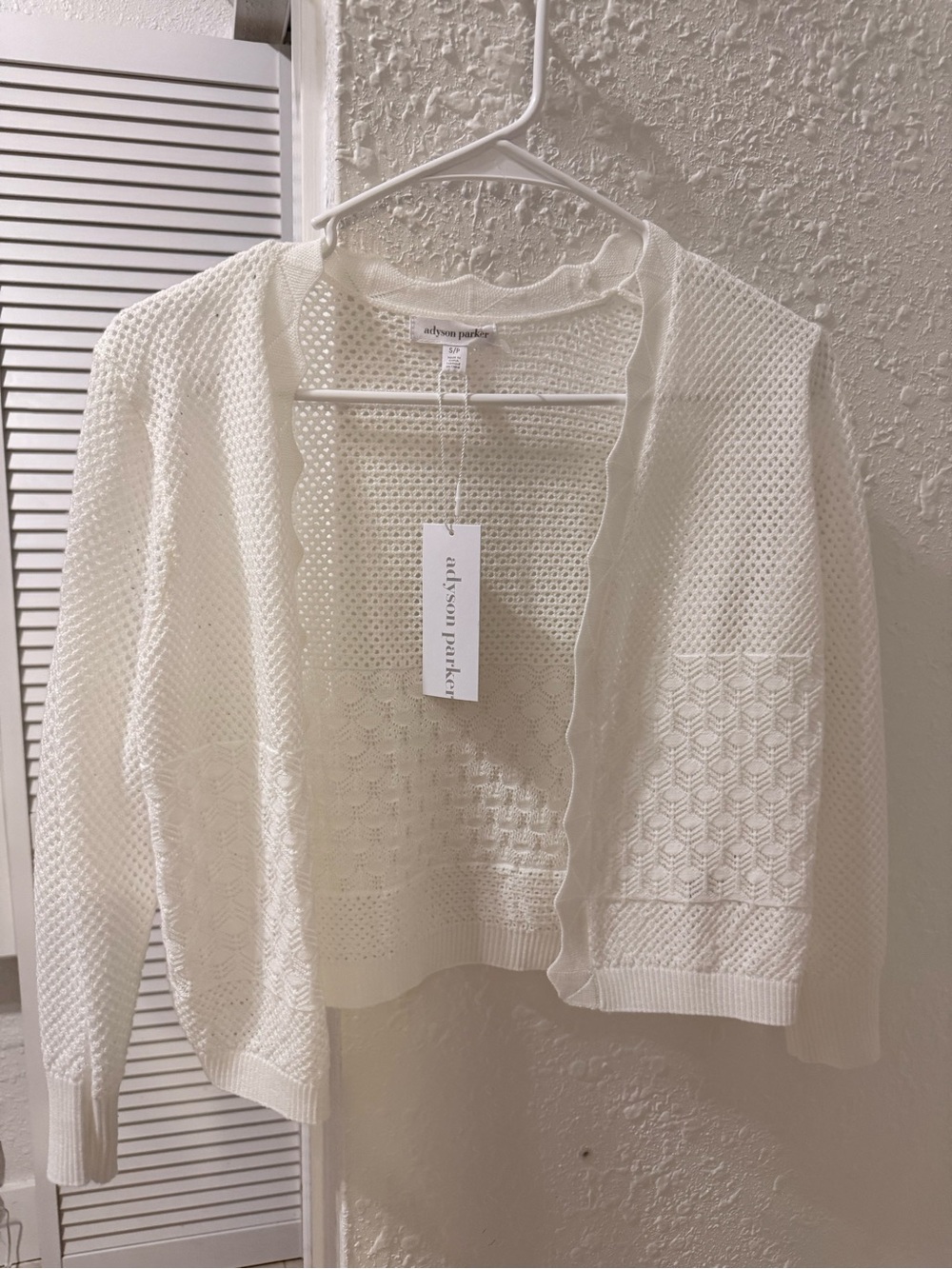 Adyson Parker Cream Openwork Scallop-Edge Cardigan